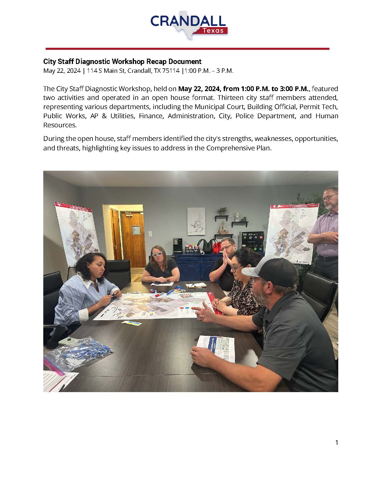 City Staff Diagnostic Workshop Recap page 1 of PDF