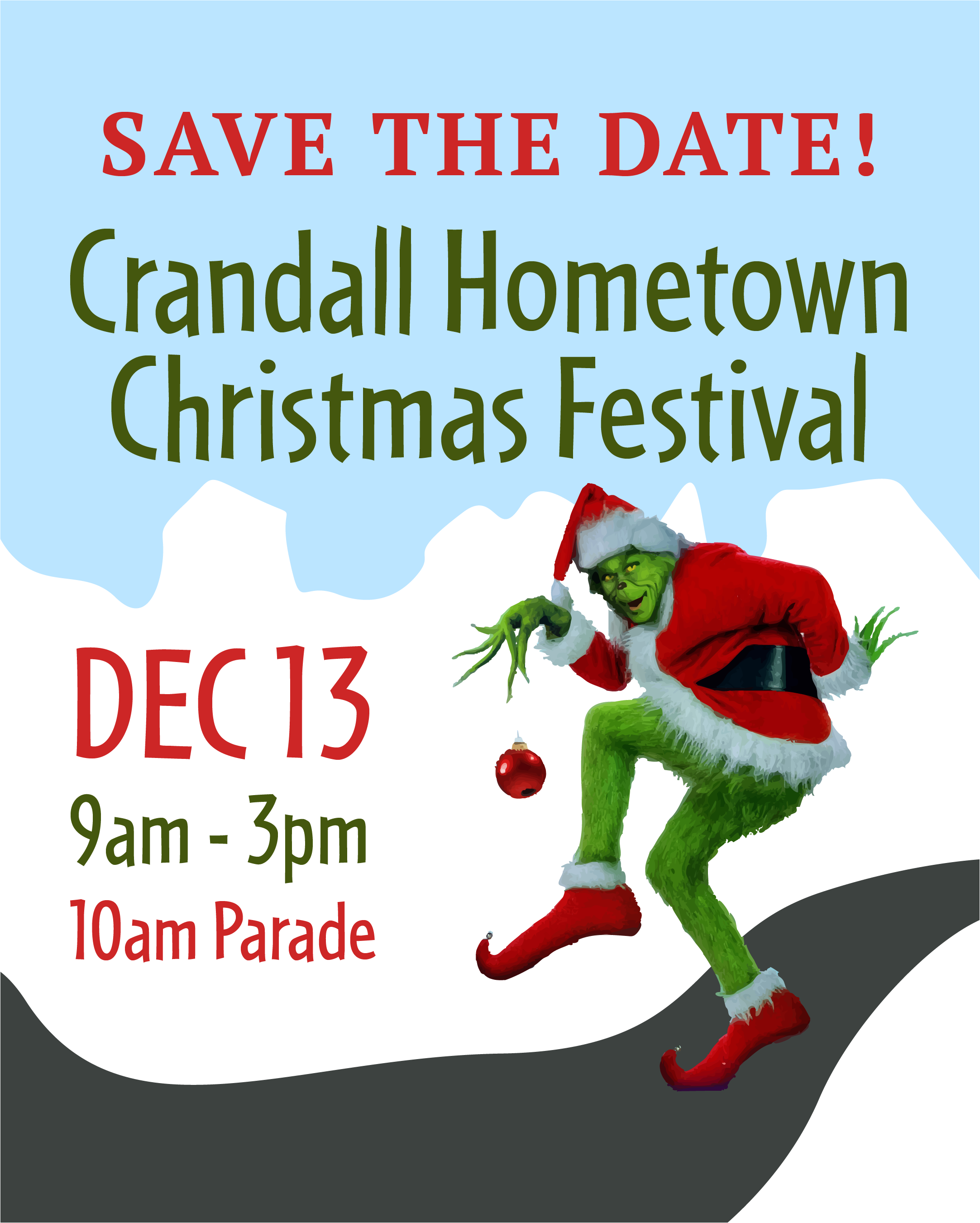 Crandall Hometown Christmas Festival save the date December 13th, 2025