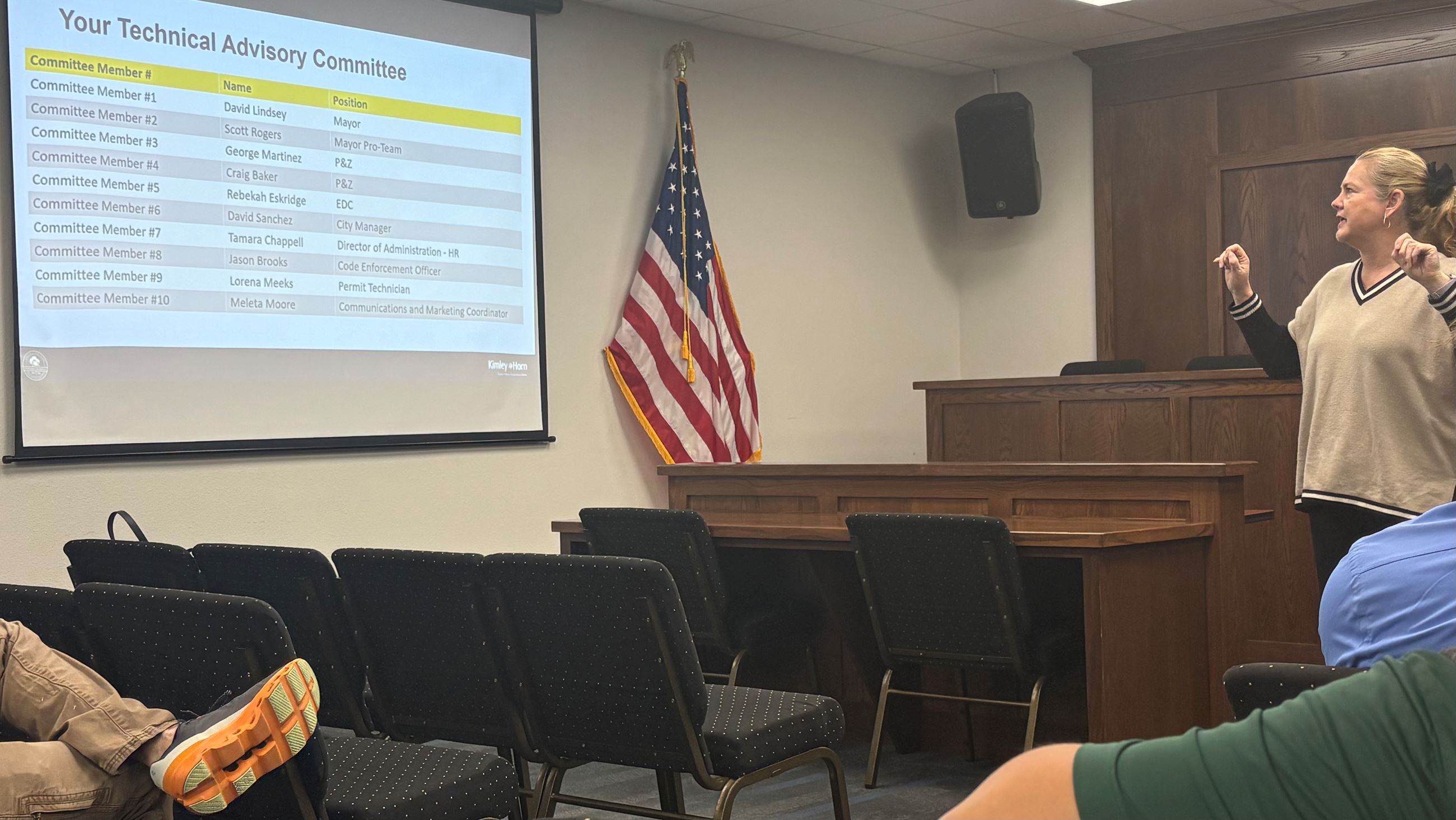 UDC Meeting Picture 2 - Carissa Cox from Kimley Horn Explaining TAC Team