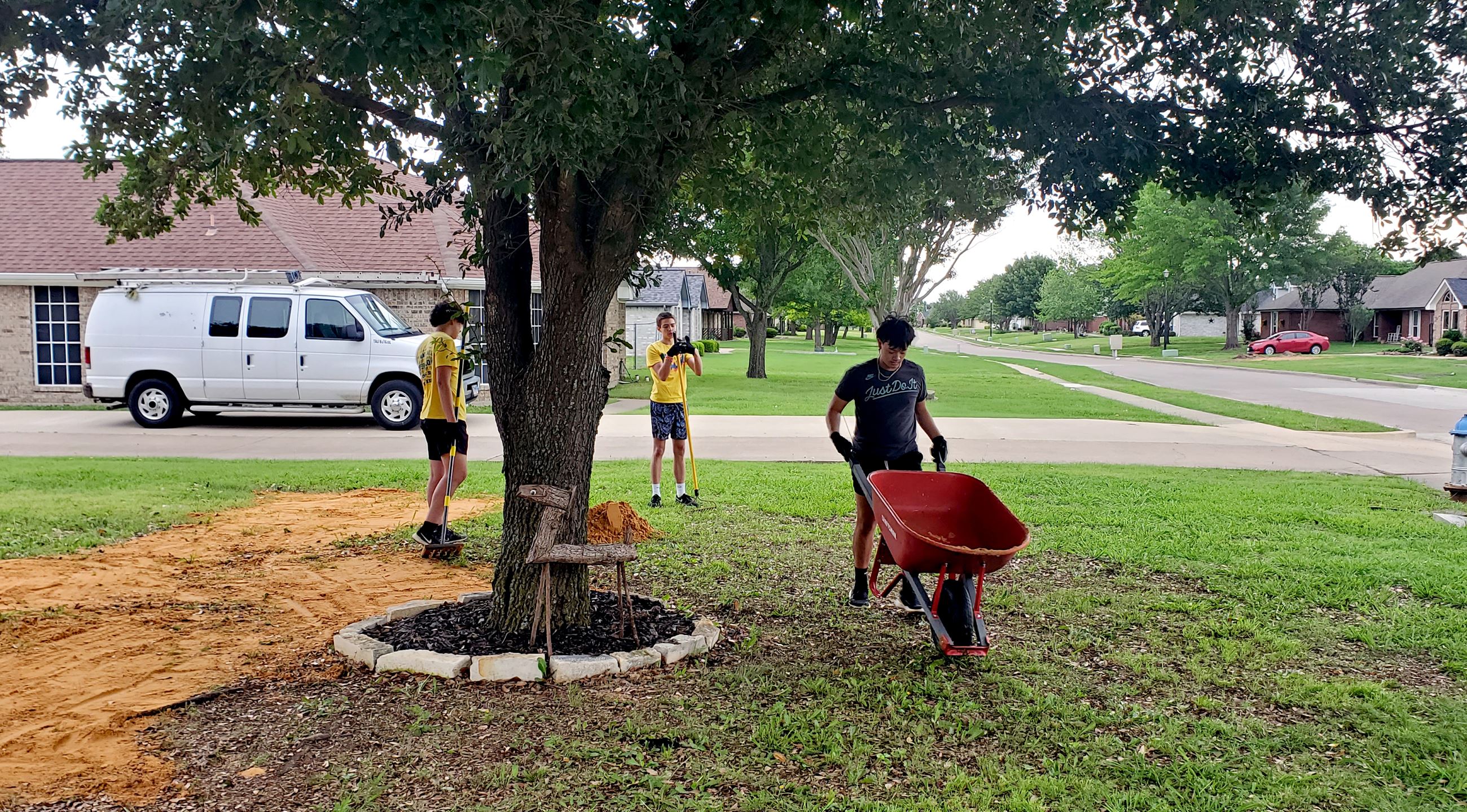 Young Men doing Yard Work