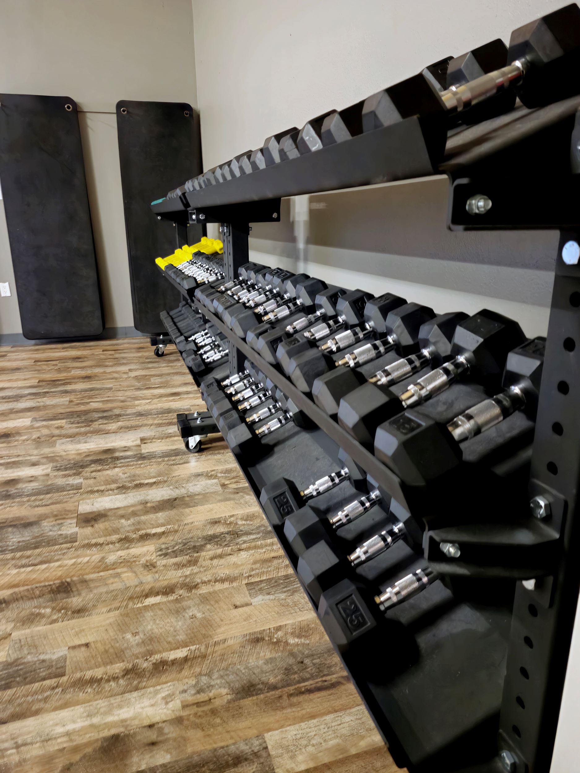 Row of dumbells