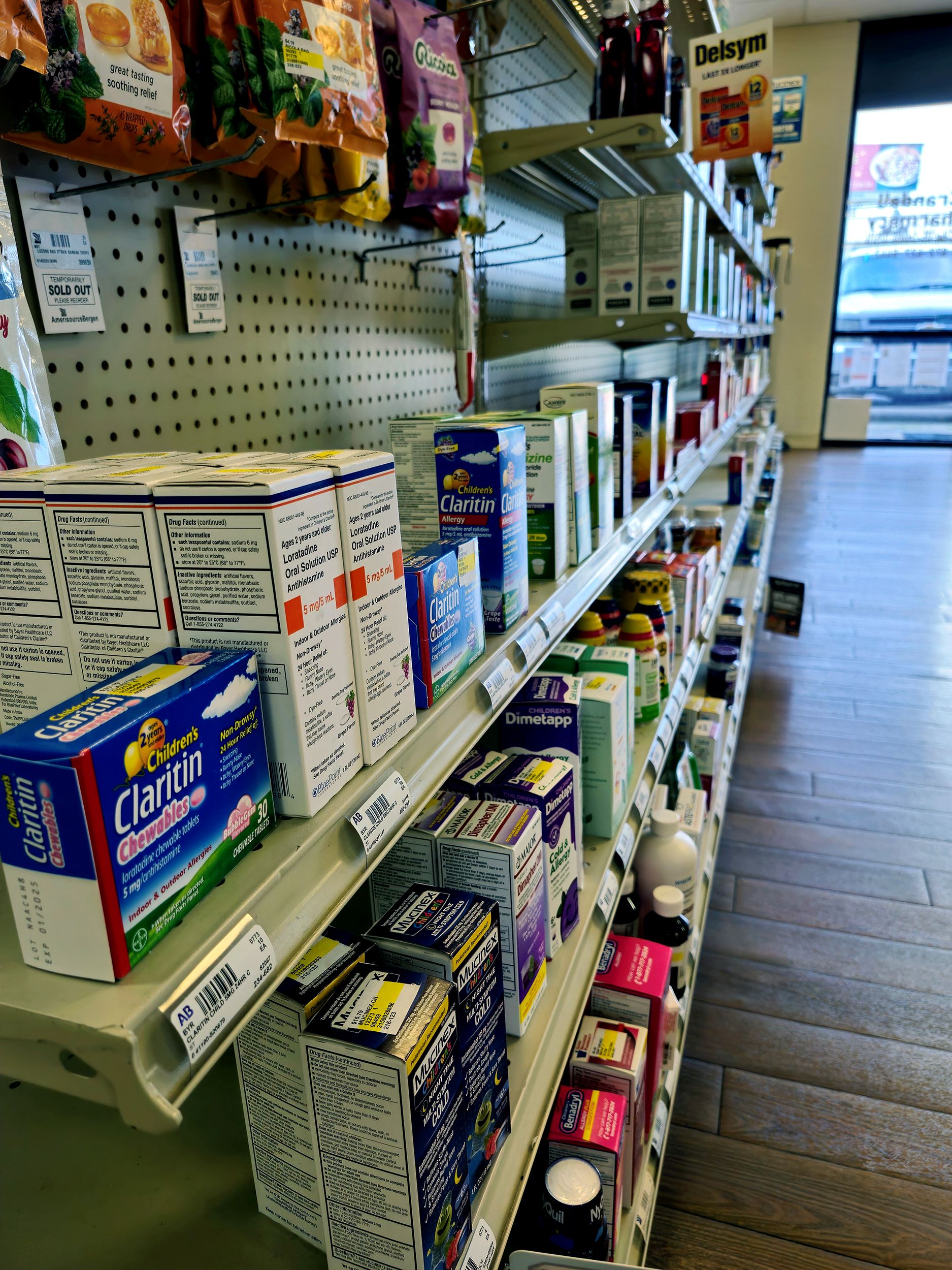 Large selection of cold and allergy medications