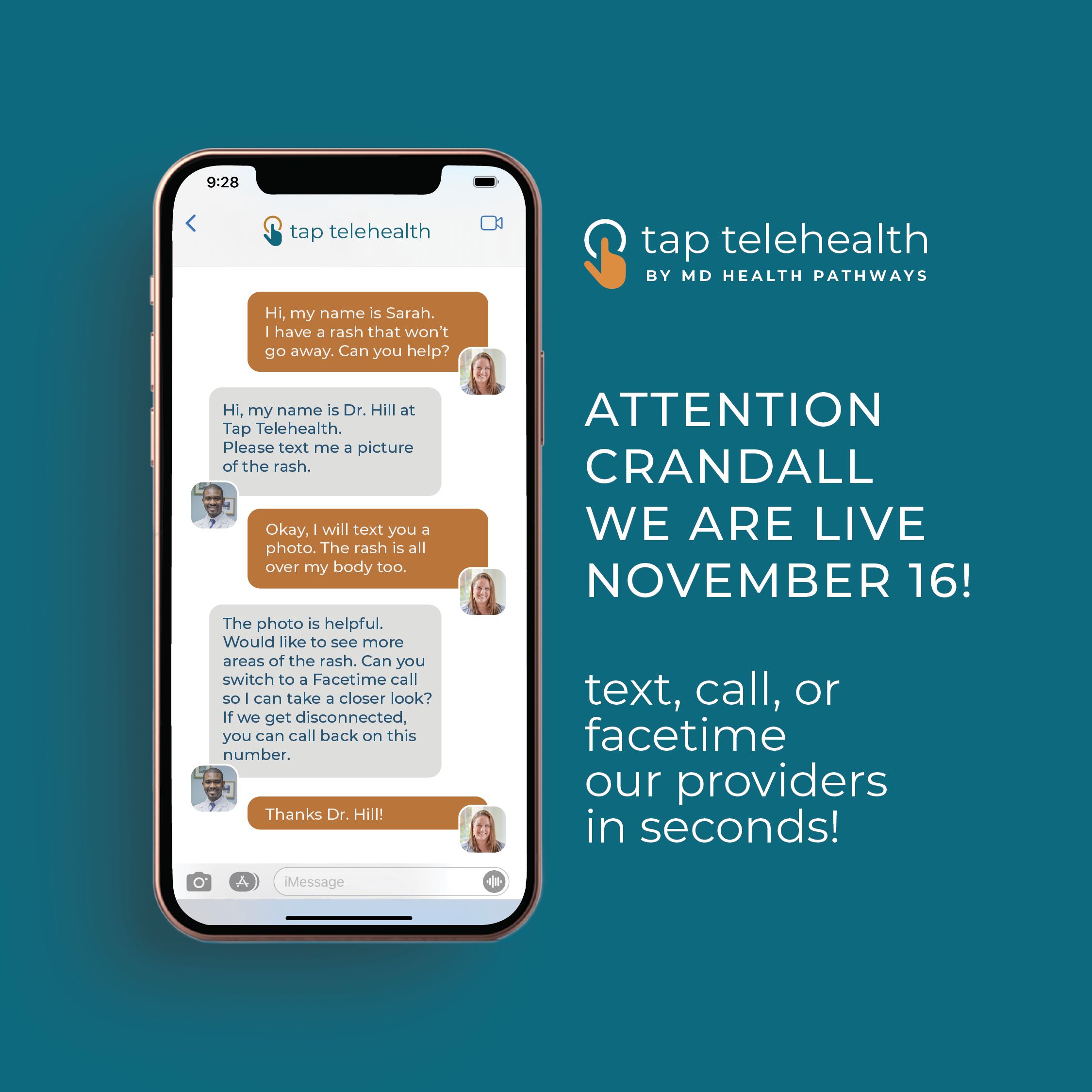 Text Telehealth is live in Crandall!